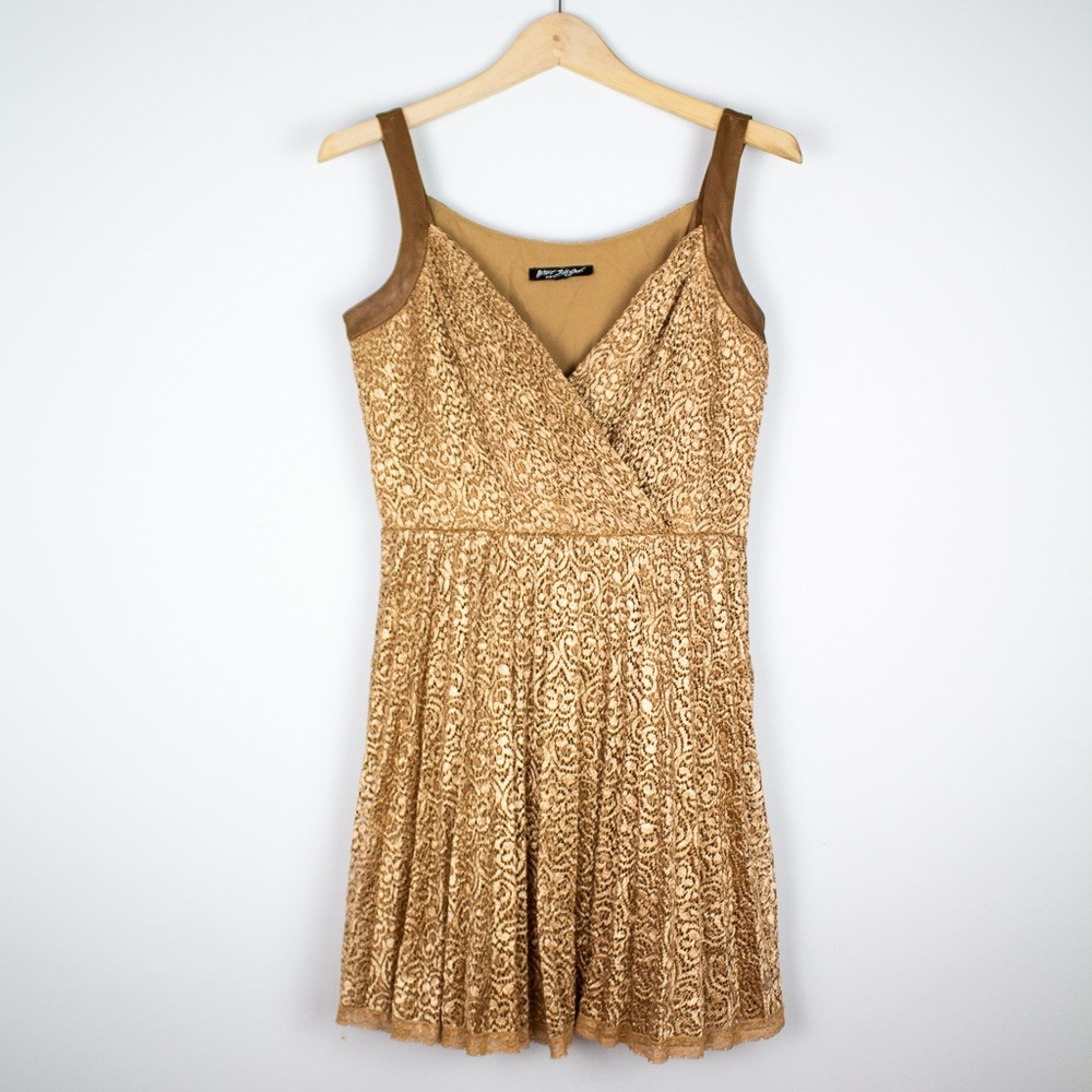 Golden Brown Betsey Johnson Feminine Dress